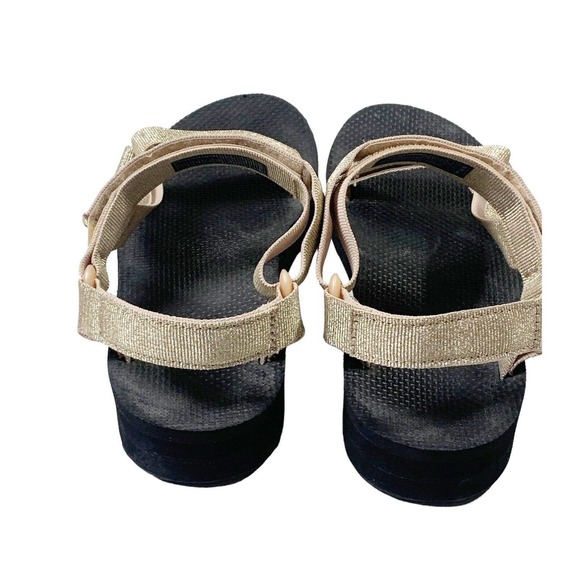 Teva Sandals Flatform Platform Ankle Strap Thong Flip Flop Metallic Gold 10 - Picture 8 of 9